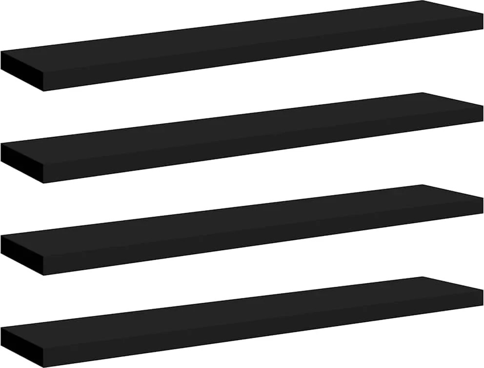 vidaXL Rafturi de perete suspendate 4 buc. negru 120x23,5x3,8 cm MDF