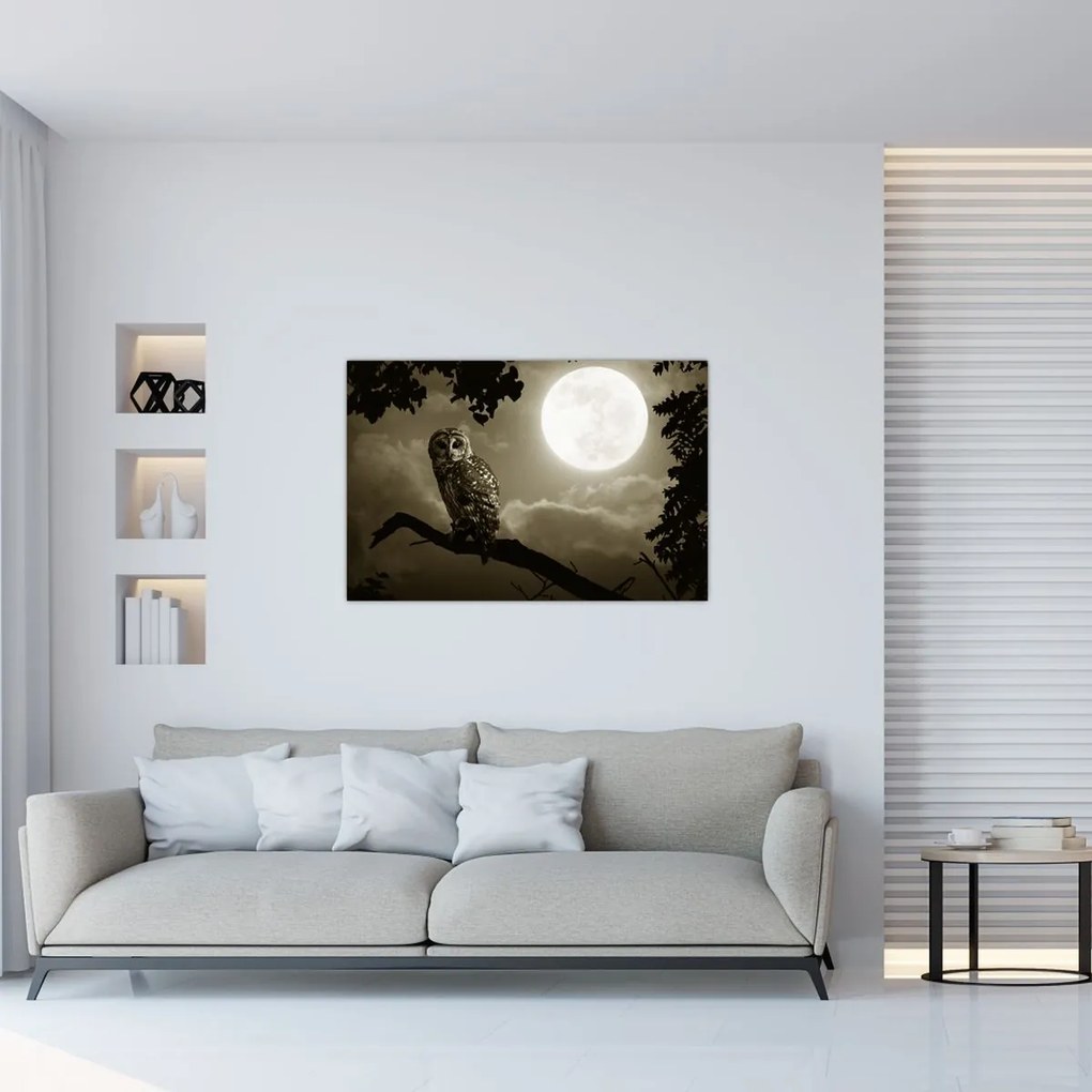 Tablou - Bufniță de noapte, auriu (90x60 cm)