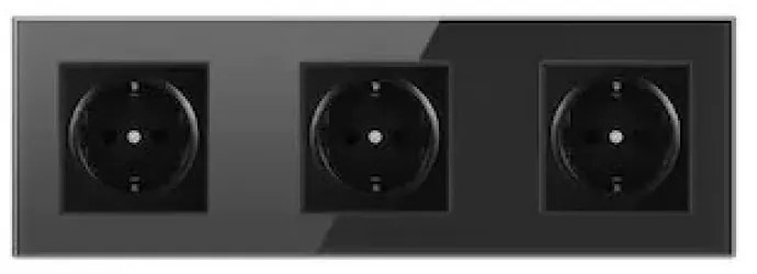 Priza tripla Elit'S, rama sticla,16A ip20,8010Fkb-3