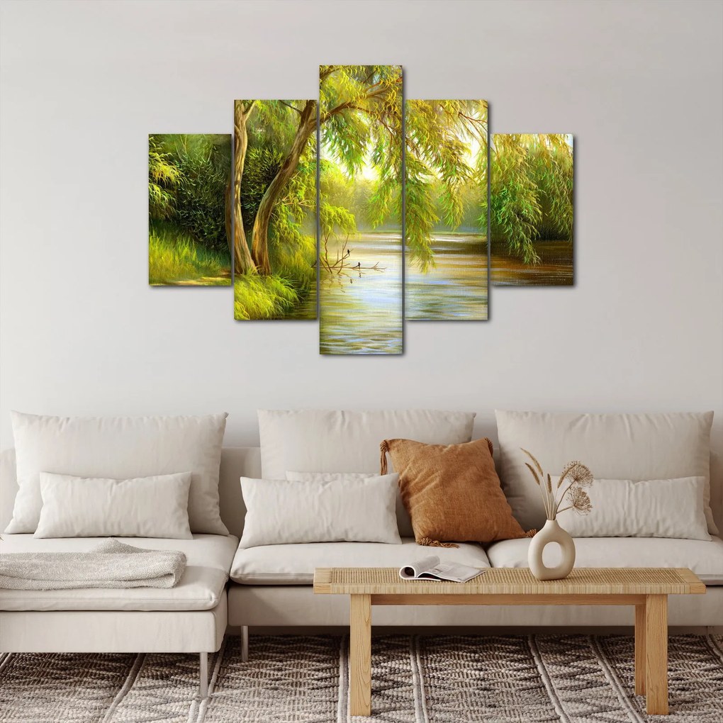 Tablou - Salcie lângă lac, pictură în ulei (150x105 cm)