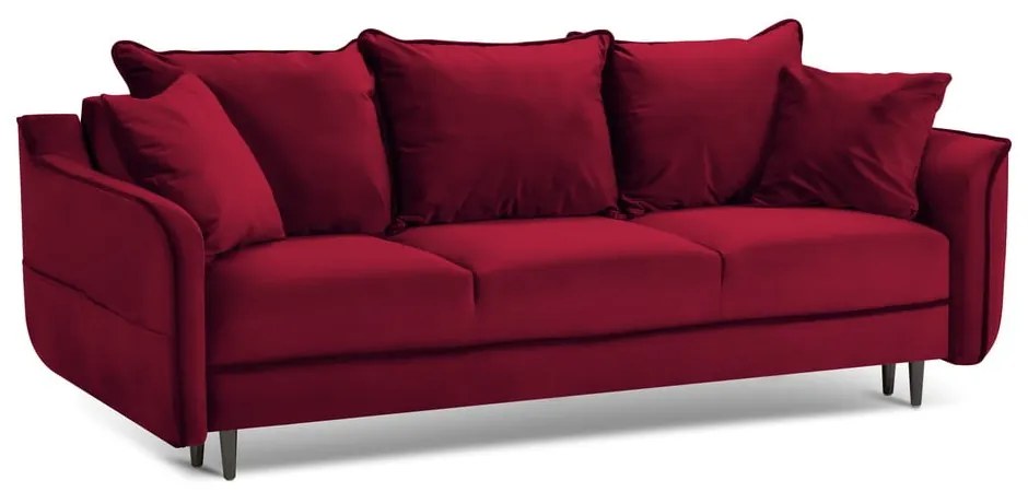 Canapea extensibilă din catifea Kooko Home Basso, roșu