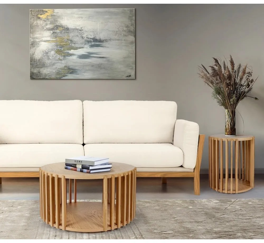 Măsuță auxiliară din lemn de stejar Woodman Drum, ø 83 cm