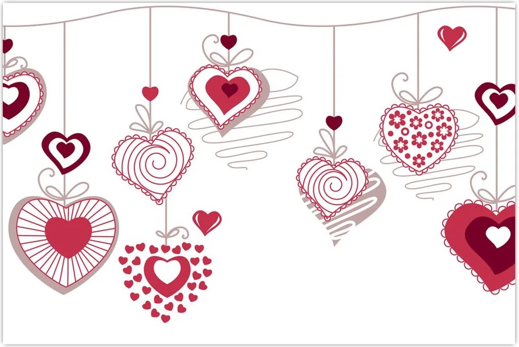 Tablou cu inimiore pictate (90x60 cm)