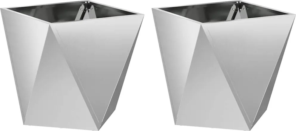 vidaXL Jardinieră 2 pcs Argintiu 40 x 40 x 40 cm Oțel Galvanizat