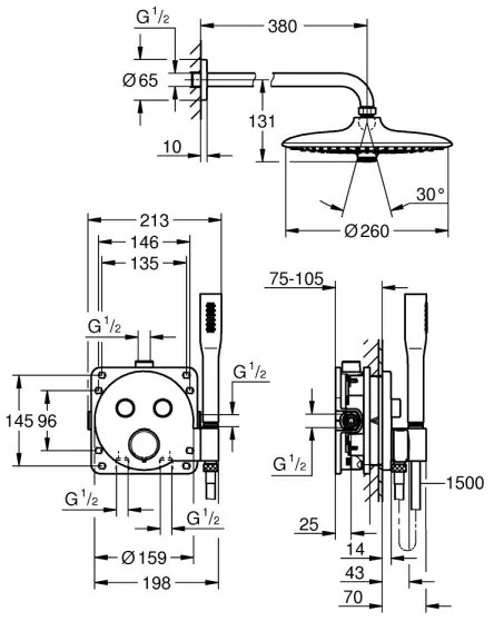 GROHE 34878000 - Sistem de duș PRECISION SMARTCONTROL, 260 mm, crom lucios