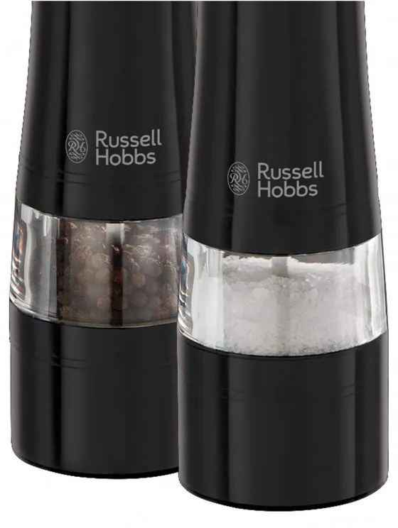 Rasnita electrica pentru sare si piper Russell Hobbs Black 28010-56, Mecanism ceramic, LED, Negru