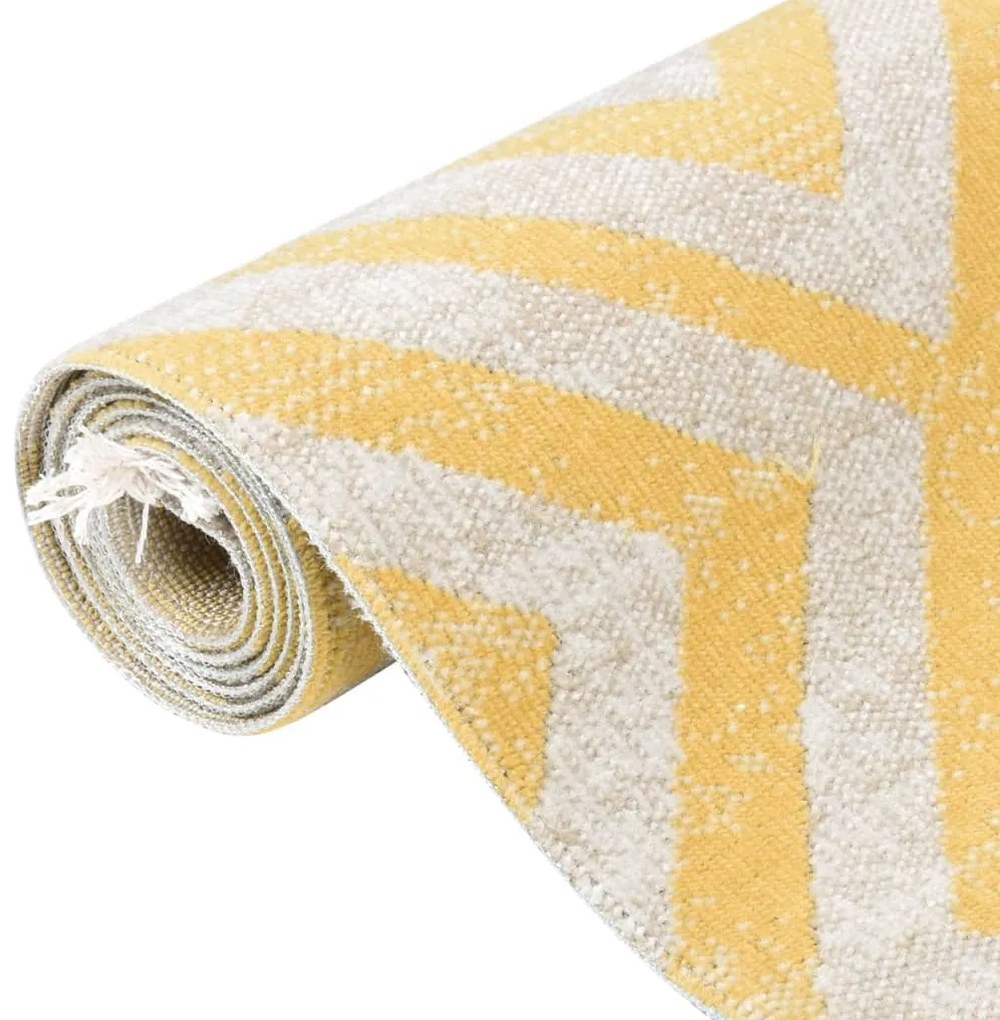 Covor de exterior, galben si bej, 100x200 cm, tesatura plata yellow and beige, 100 x 200 cm