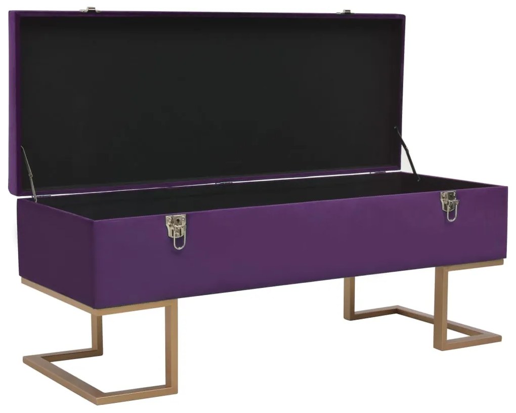 Bancheta cu un compartiment de depozitare violet 105cm catifea Violet