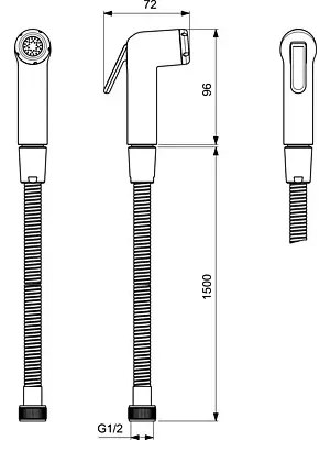 Baterie bideu incastrata, cu dus, furtun si suport, negru mat, Ideal Standard IdealSpray Negru mat