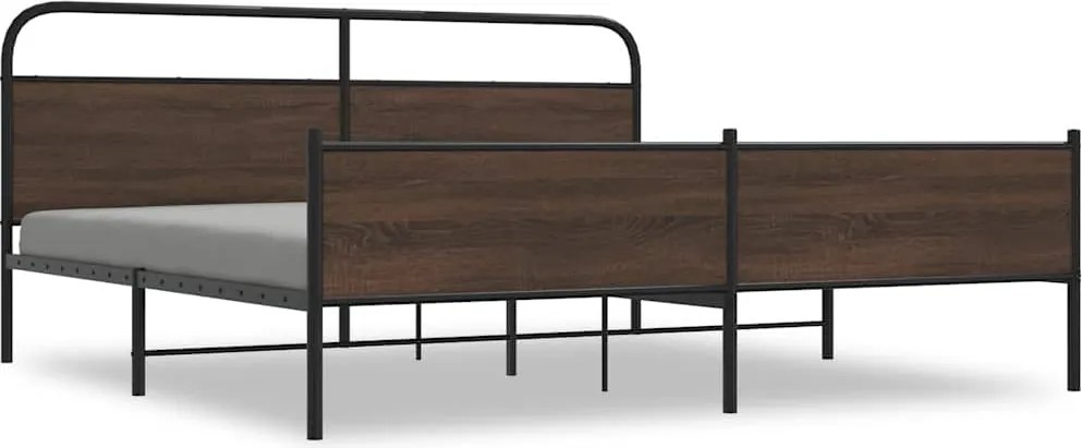 vidaXL Cadru de pat metalic fără saltea, stejar maro, 200x200 cm