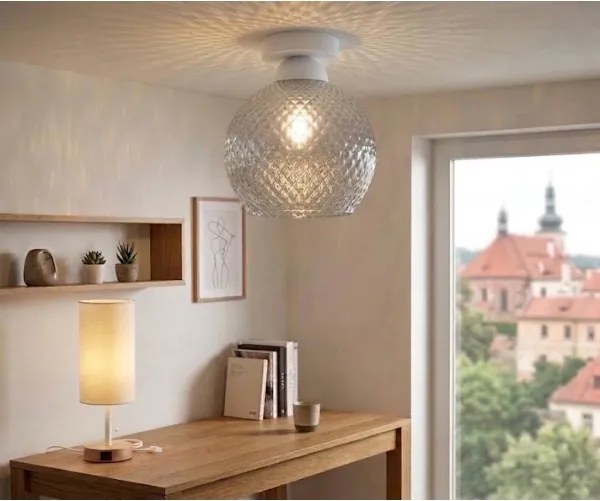 BRILAGI - Plafonieră LED R GLASS 1xE27/60W/230V Ø 25 cm alb/gri fumuriu