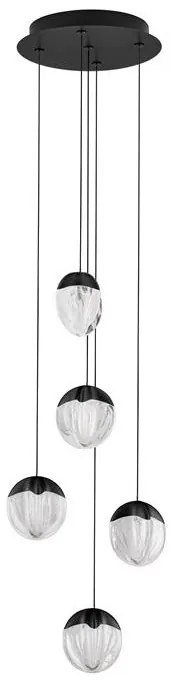 Lustra cu 5 pendule LED ALICIA negru