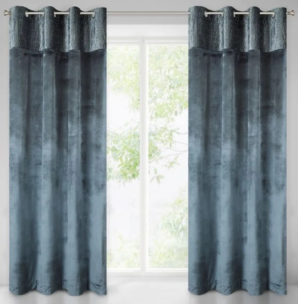 Perdea decorativă unică, decorată cu imprimeu argintiu Lungime: 250 cm