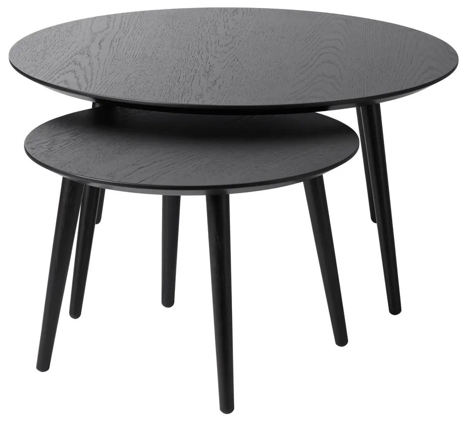 Măsuțe de cafea negre 2 buc. rotunde ø 88 cm Adda – Unique Furniture