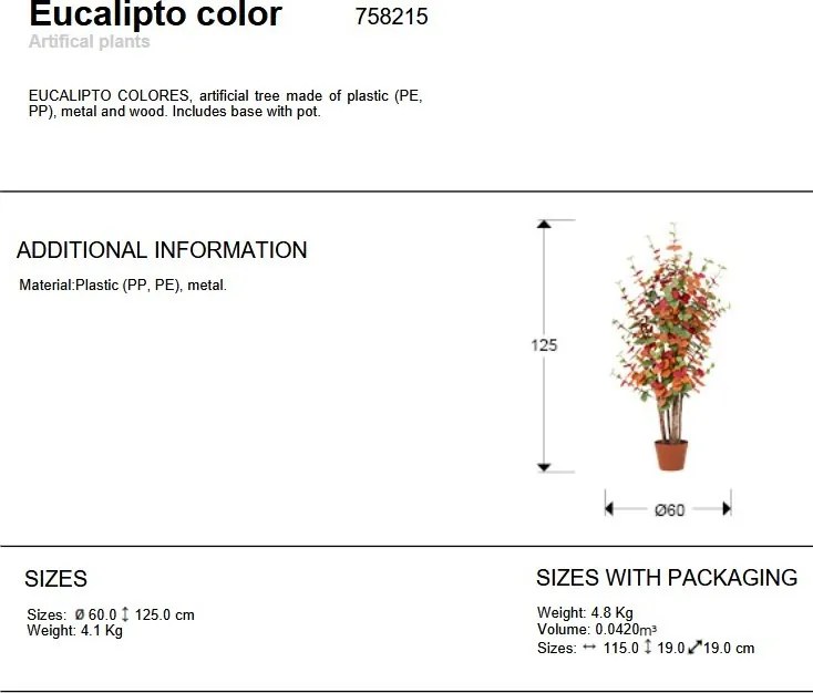 Planta artificiala, Eucalipt colorat H-125cm