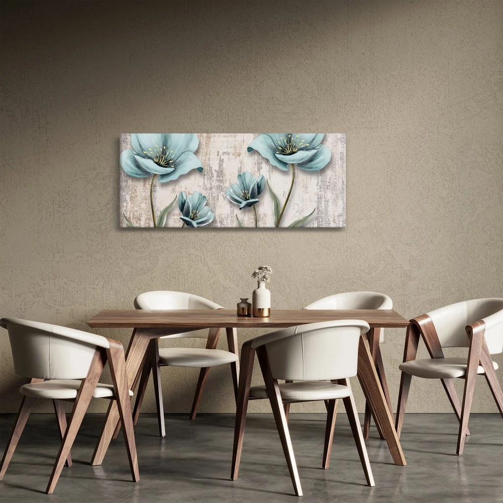 Tablou - Flori texturate (120x50 cm)