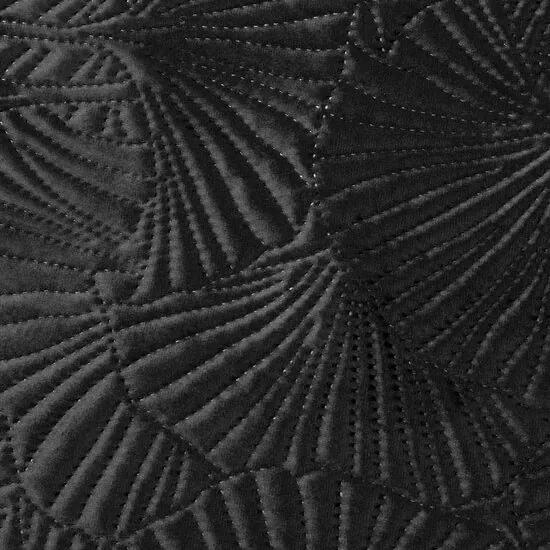 Cuvertură de pat neagră din catifea fină cu imprimare de frunze de gingko Lățime: 280 cm | Lungime: 260 cm