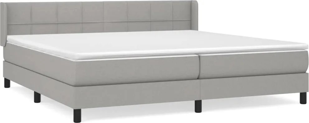 vidaXL Pat box spring cu saltea, gri deschis, 200x200 cm, textil