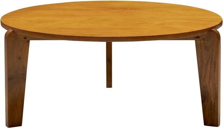 Măsuță de cafea rotundă din lemn de mango, natur, cu trei picioare înclinate, 38,5 x 86,5 cm, „Rondo”