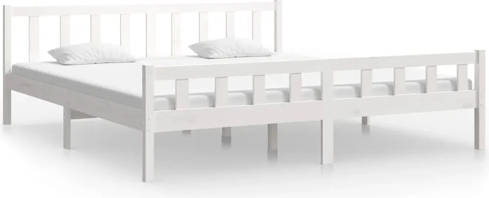 vidaXL Cadru de pat, alb, 160x200 cm, lemn masiv