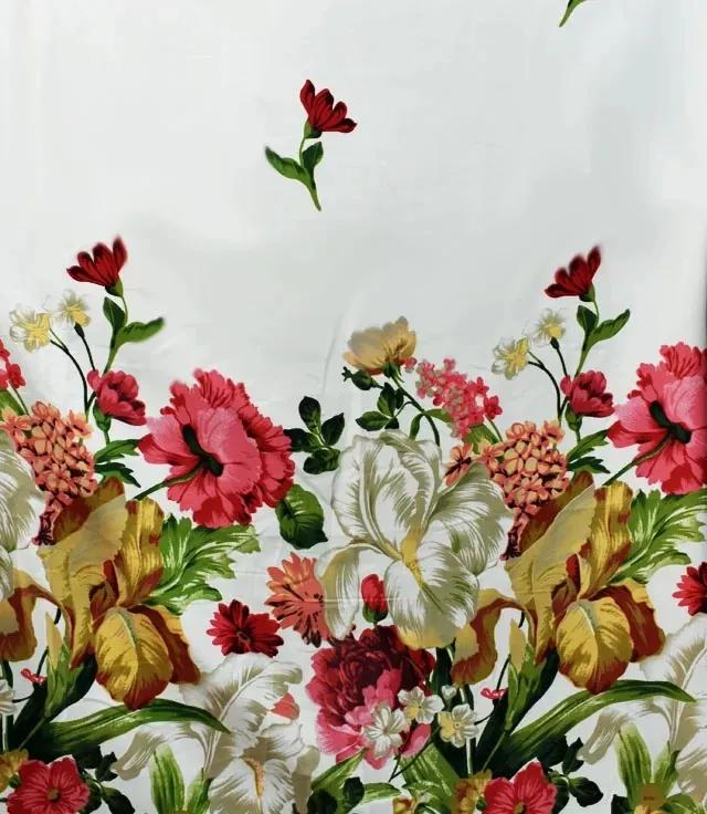 Set draperii dim-out model floral cu rejansa transparenta cu ate pentru galerie, Madison, densitate 700 g/ml, Parrot Tulipa, 2 buc