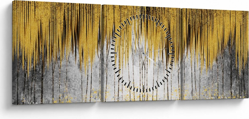 Tablou - Linii de aur (cu ceas) (90x30 cm)
