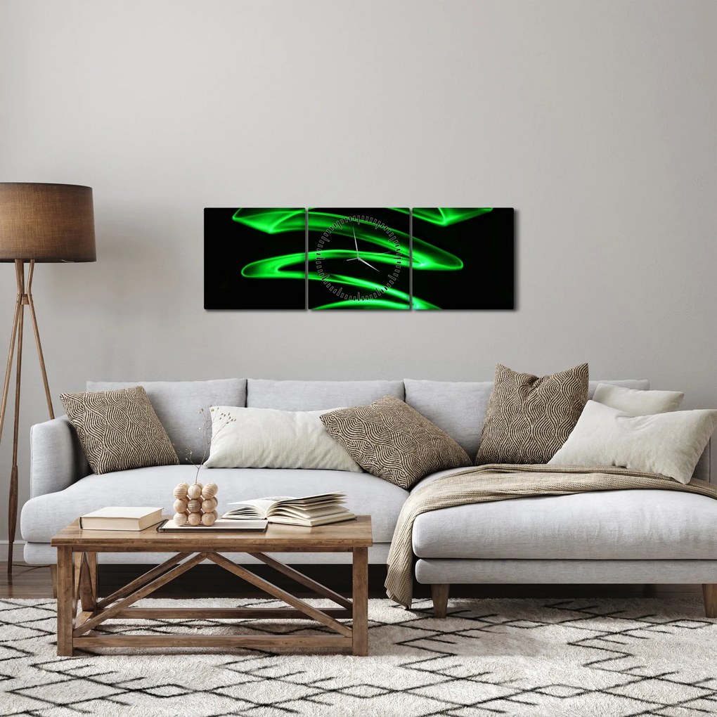 Tablou - valuri neon (cu ceas) (90x30 cm)