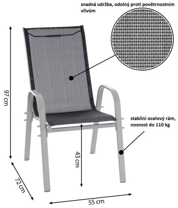 Scaune de grădină stivuibile, set 4 bucăți, cu spătar înalt