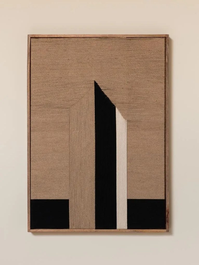 Tablou de perete din lemn de mango și iută naturală, H107 cm, "Arrow"