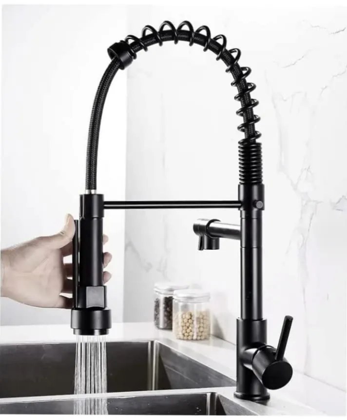 Baterie de Bucătărie cu Duș Extensibil, Negru, Model YD/202 – Design Modern și Funcțional pentru O Utilizare Confortabilă