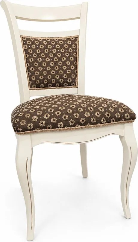 Scaun lemn masiv crem Victoria Patinat, 47 × 55 × 97 cm