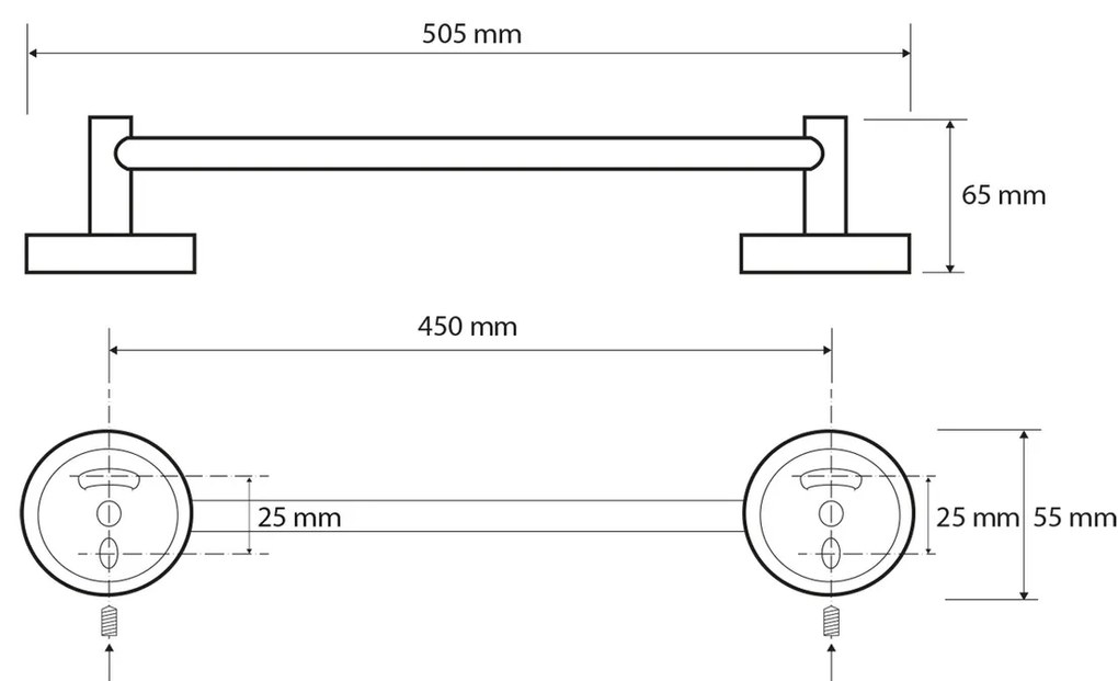 SAPHO XR408 X-Round E suport pentru prosoape 50cm, argintiu