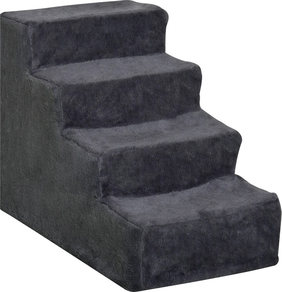 PawHut Scăriță pentru Câini Portabilă cu 4 Trepte, Scară pentru Animale Domestice, 60x35x44 cm, Gri Închis | Aosom Romania