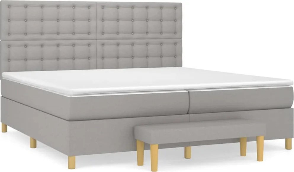 vidaXL Pat box spring cu saltea, gri deschis, 200x200 cm, textil