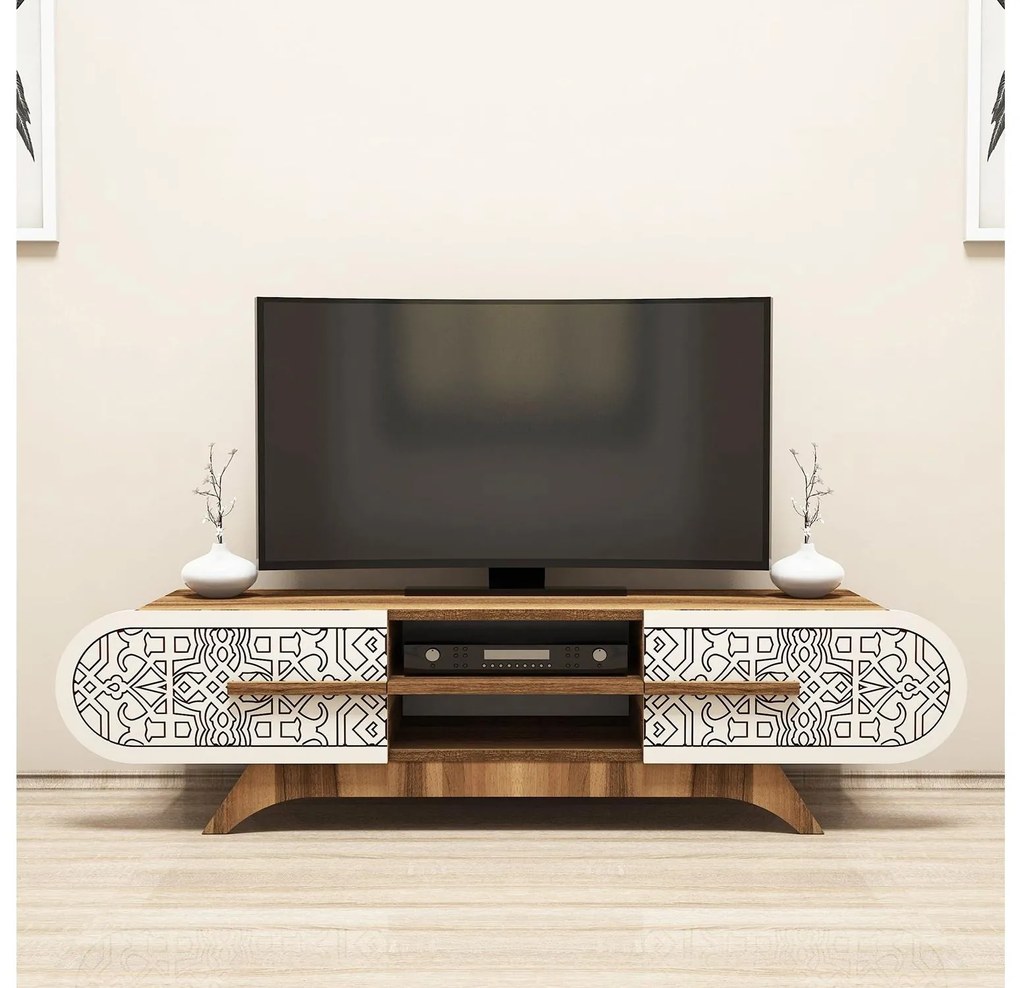 Masă TV/Dulap Mekebu 3 (Nuc + crem) . 1095588
