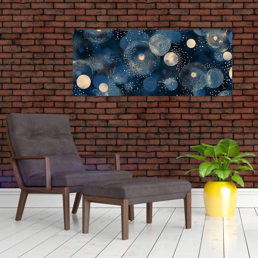 Tablou - Inele Albastru-Aurii (120x50 cm)