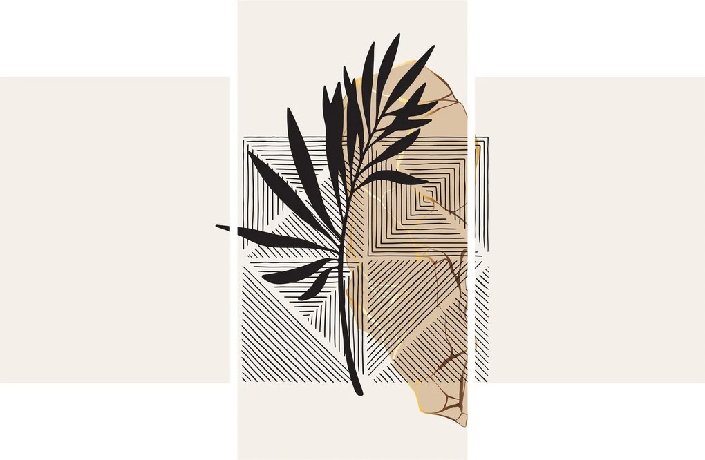 Tablou - Abstracție cu frunze tropicale N⁰1 (90x60 cm)