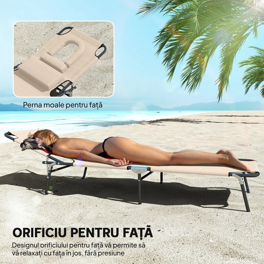 Outsunny Sezlong de Gradina Piabil, Pat pentru Plaja | Aosom Romania