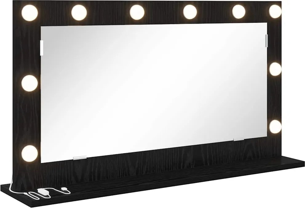 vidaXL Oglindă de toaletă Dreptunghiular Stejar Negru 80 x 45 x 18 cm