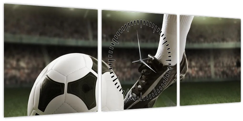 Tablou - Minge de fotbal (cu ceas) (90x30 cm)