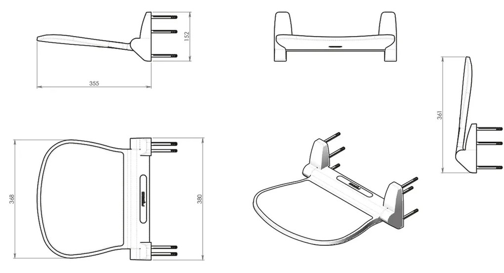 Scaun de duș pliabil GEDY 2282 Sound, 38 x 35,5cm, alb