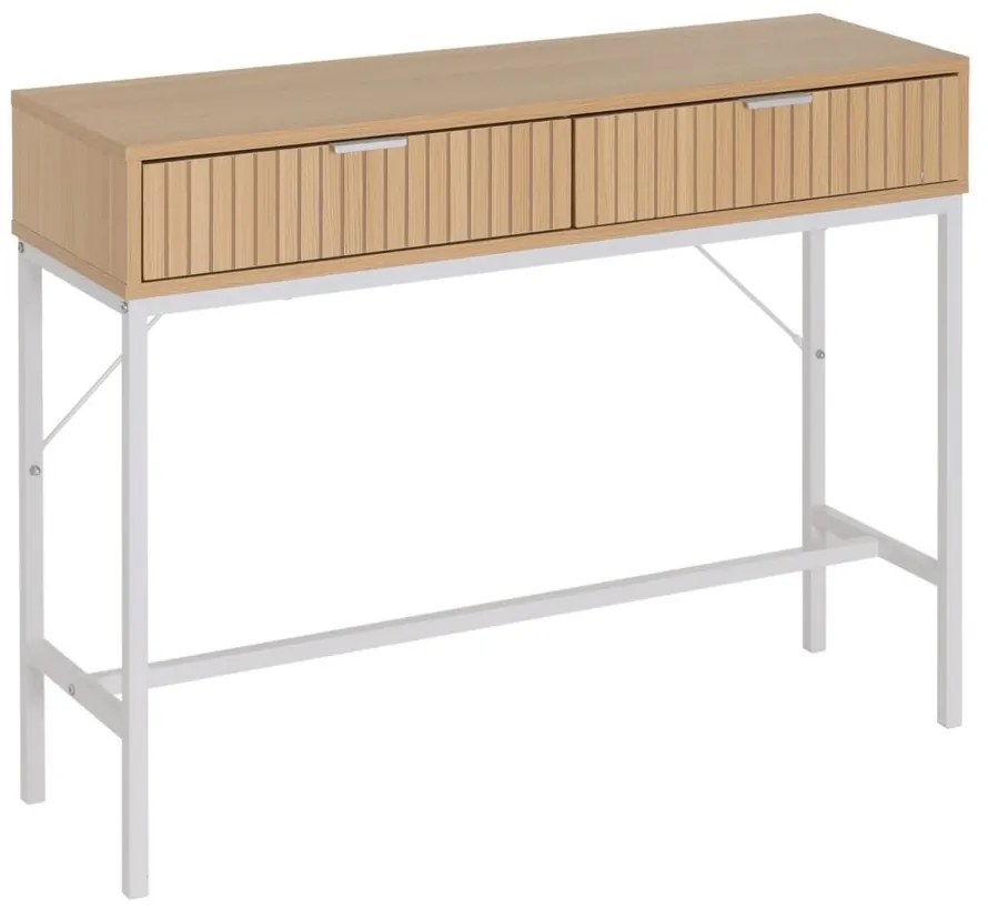 Masă consolă în culoare naturală cu aspect de lemn de stejar 30x100 cm Mid-Lines – Casa Selección