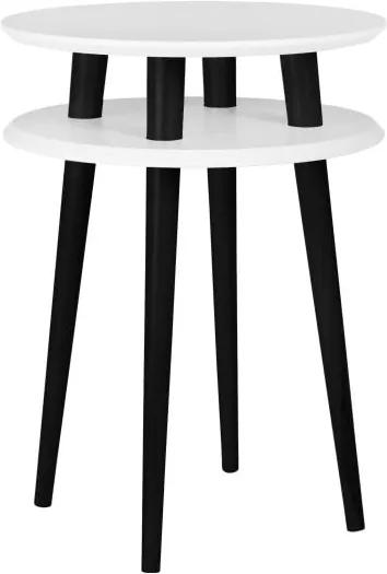 Măsuță cu picioare negre Ragaba UFO, Ø 45 cm, alb