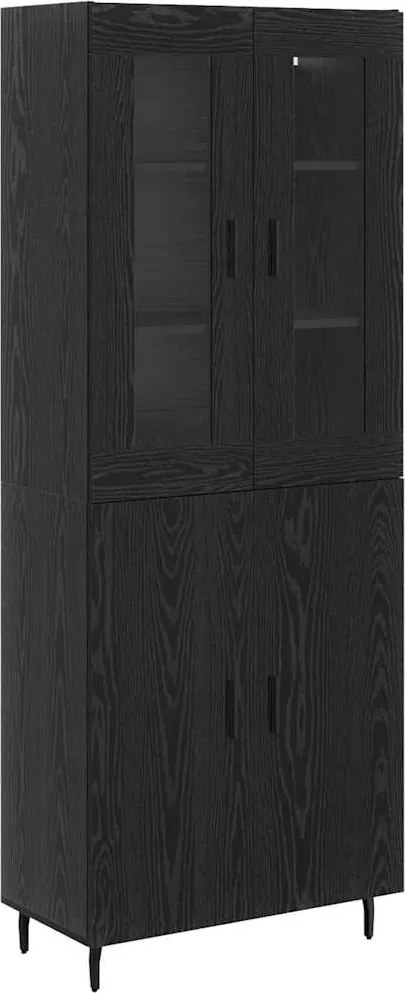 vidaXL Bufet 2 pcs Stejar Negru Lemn Stratificat și Sticlă