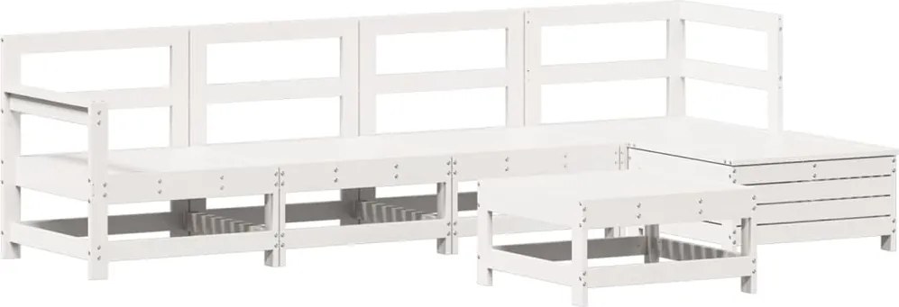 vidaXL Set canapea de grădină, 6 piese, alb, lemn masiv pin