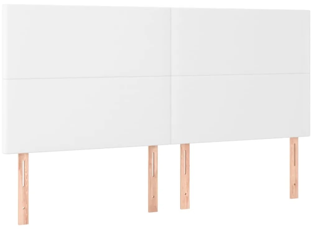 Tablie de pat cu LED, alb, 180x5x118 128 cm, piele ecologica 1, Alb, 180 x 5 x 118 128 cm