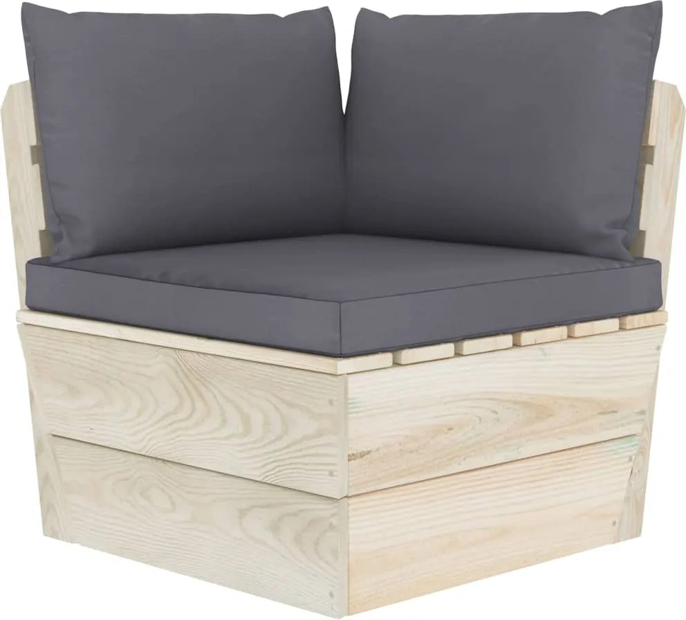 vidaXL Canapea de grădină din paleți, colțar, cu perne, lemn molid