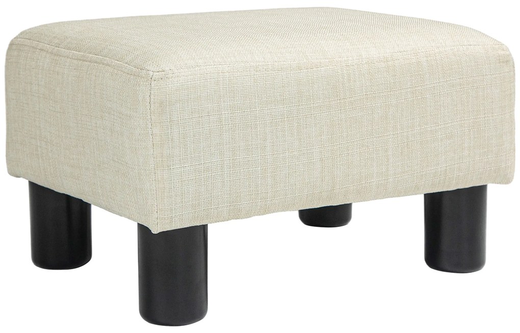 HOMCOM Puf suport pentru picioare taburet jos din țesătură de in capacitate de încărcare 110 kg 40 x 30 x 24 cm bej | Aosom Romania
