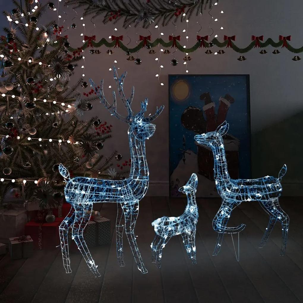 Decoratiune de Craciun familie reni 300 LED-uri alb rece acril 1, Alb rece