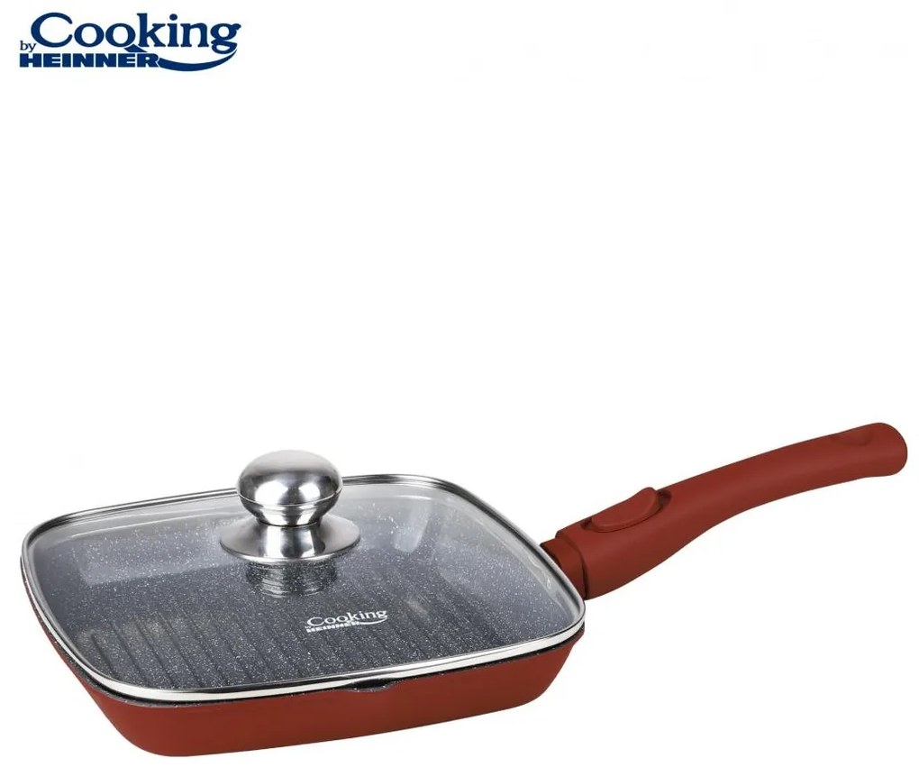 Tigaie Grill Aluminiu Turnat+Capac 24x4 Cm,Calabria, Cooking By Heinner HR-JLG-A24G